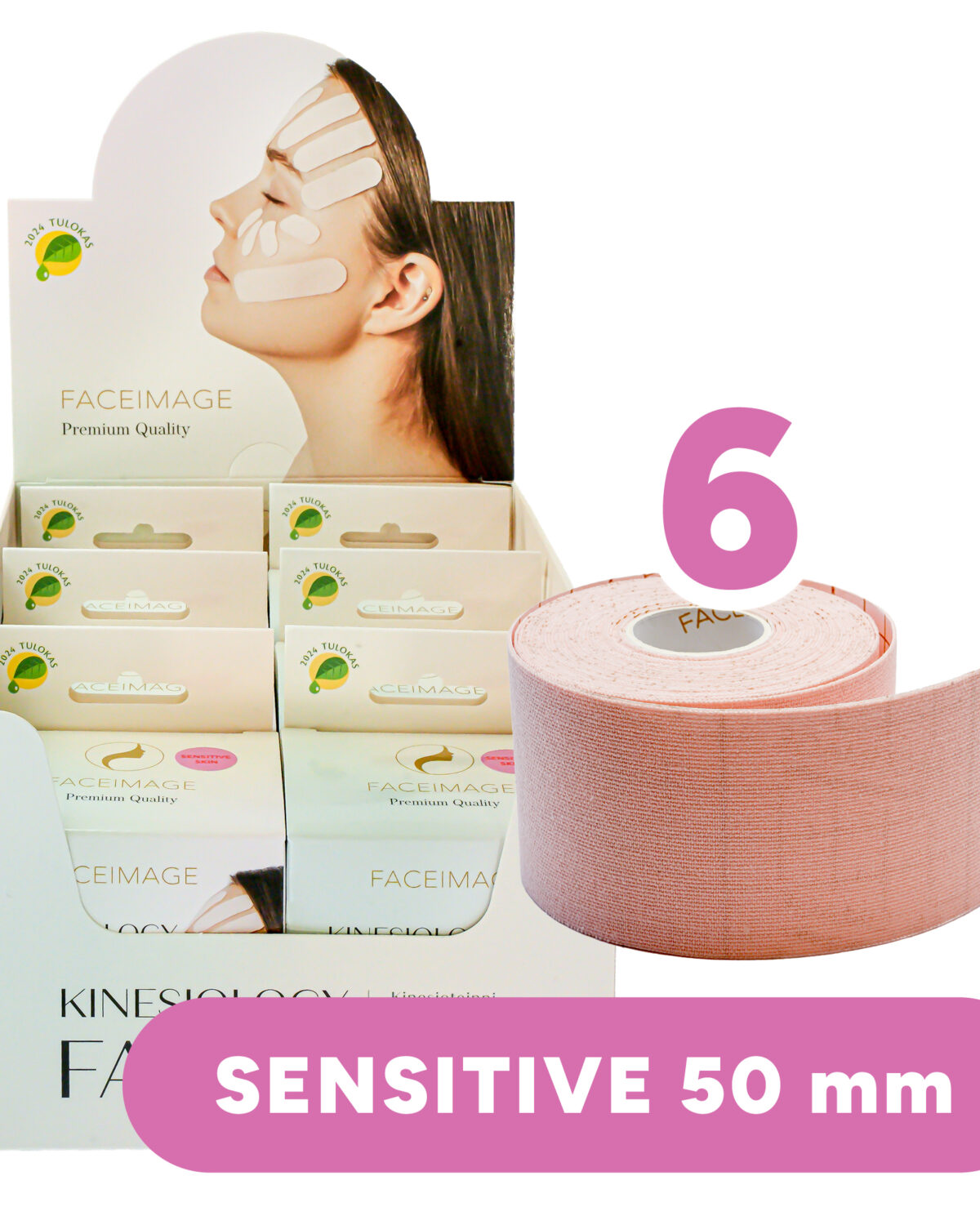 6-pack Kinesioteippi kasvoille Sensitive 5cmx5m